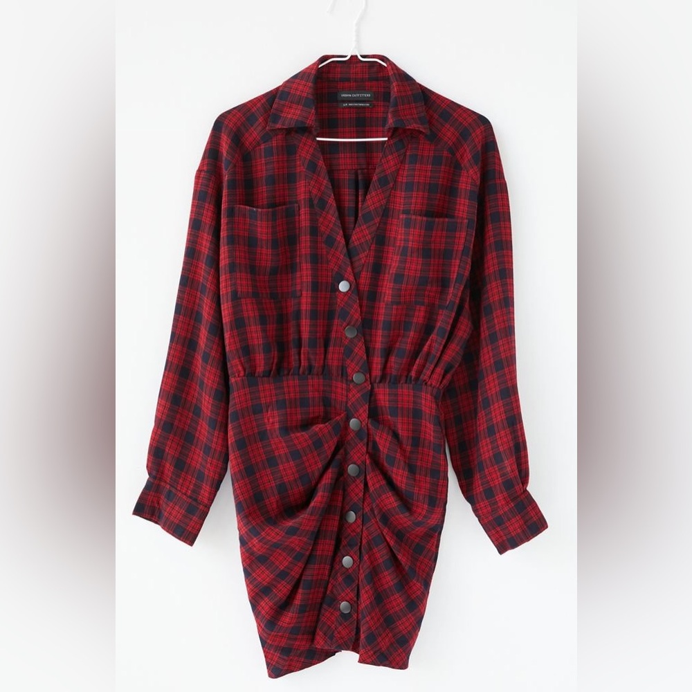 UO Greer Ruched Shirt Dress